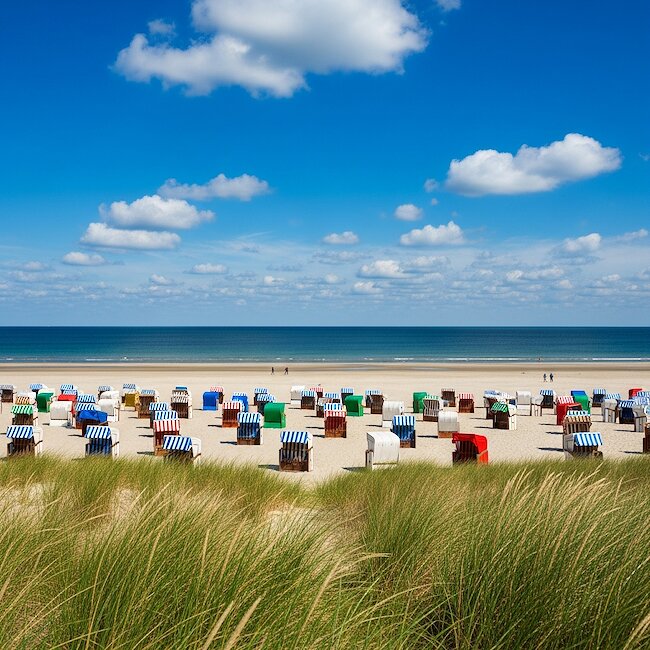 Strandkörbe am Strand von Juist