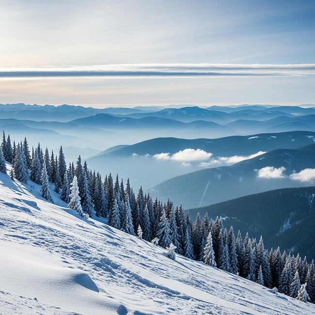 Blick vom roßen Arber im Winter Richtung Arrach-Kummersdorf Blick vom roßen Arber im Winter Richtung Arrach-Kummersdorf