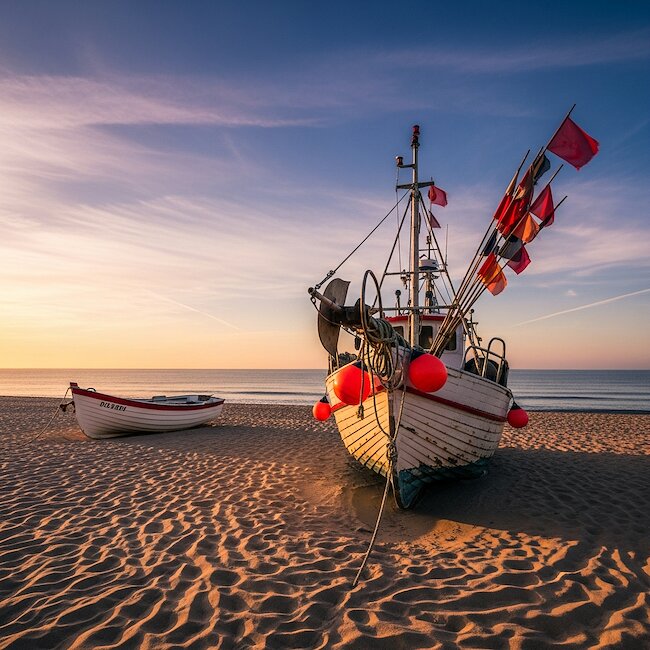 Boote am Strand von Koserow