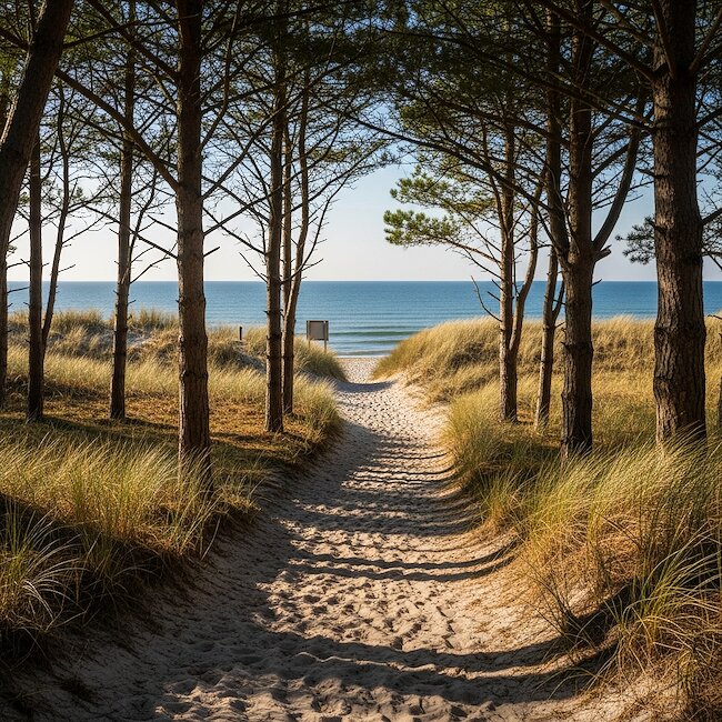 Weg durch die Dünen bei Prora auf Rügen Weg durch die Dünen bei Prora auf Rügen