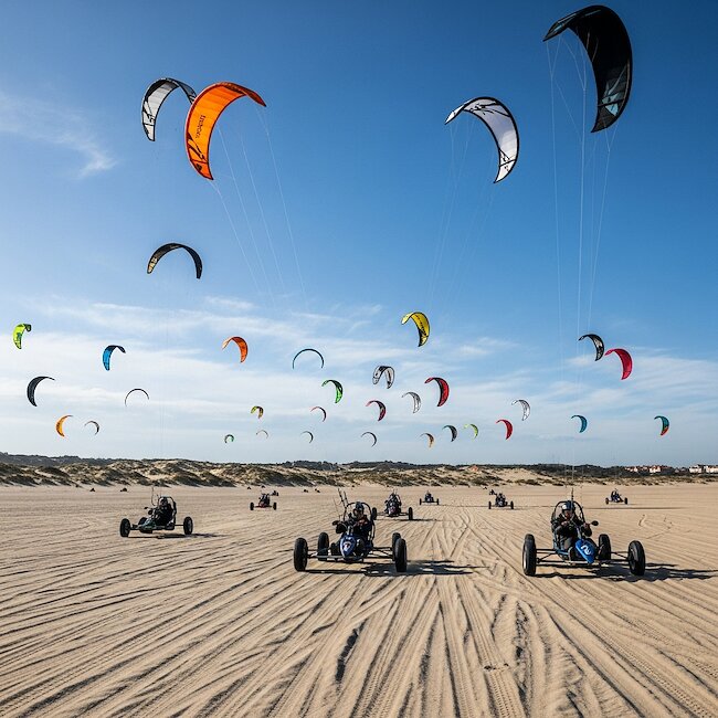 Kitebuggies am Strand von St. Peter-Ording Kitebuggies am Strand von St. Peter-Ording