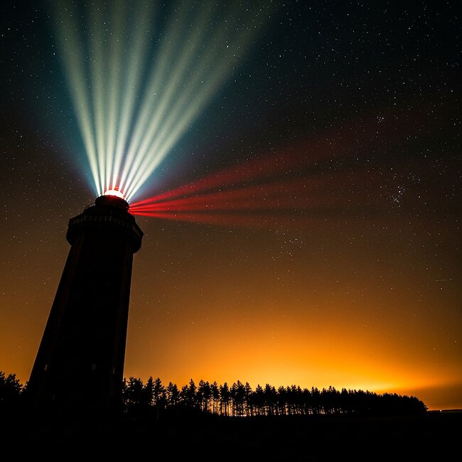 Böhler Leuchtturm bei Nacht