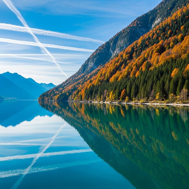 Sylvensteinstausee bei Jachenau in Bayern