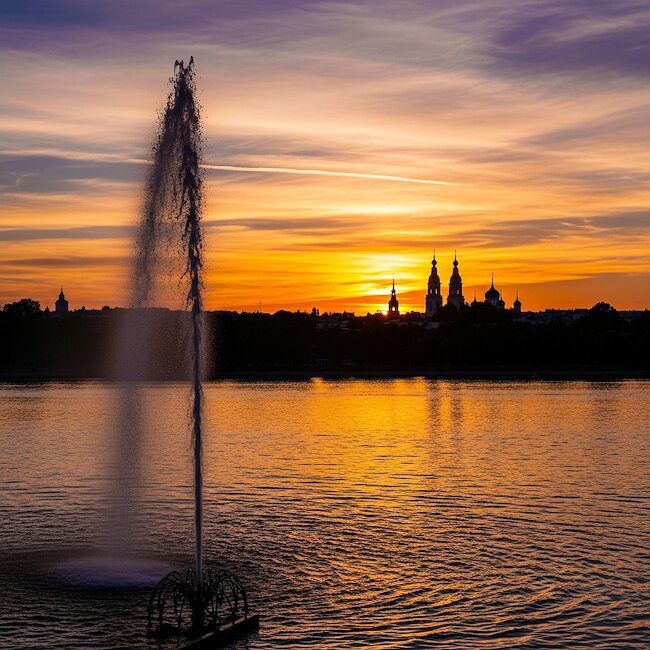 Kloster Hofen in Friedrichshafen bei Sonnenuntergang