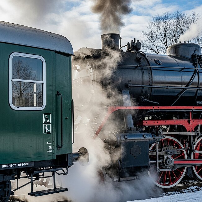 Schmalspurbahn im Zittauer Gebirge im Winter