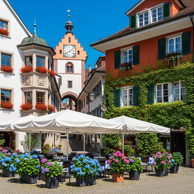 Stadtansicht von Meersburg am Bodensee