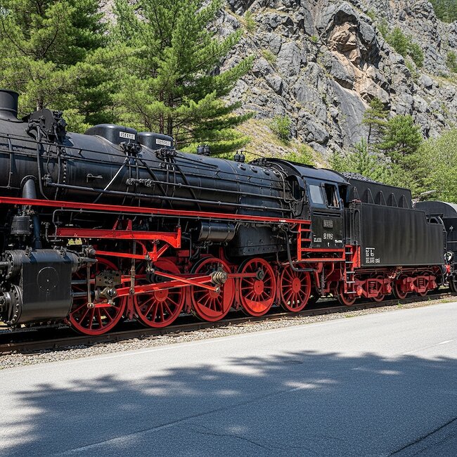 Dampflokomotive im Bahnhof von Triberg