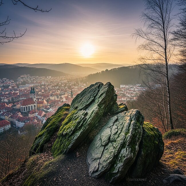Blick auf Bad Harzburg am Abend
