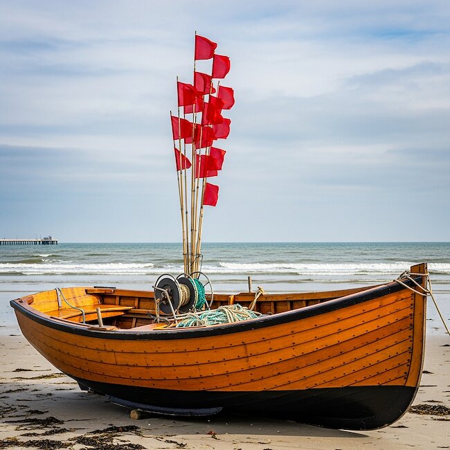 Fischerboot am Strand von Binz
