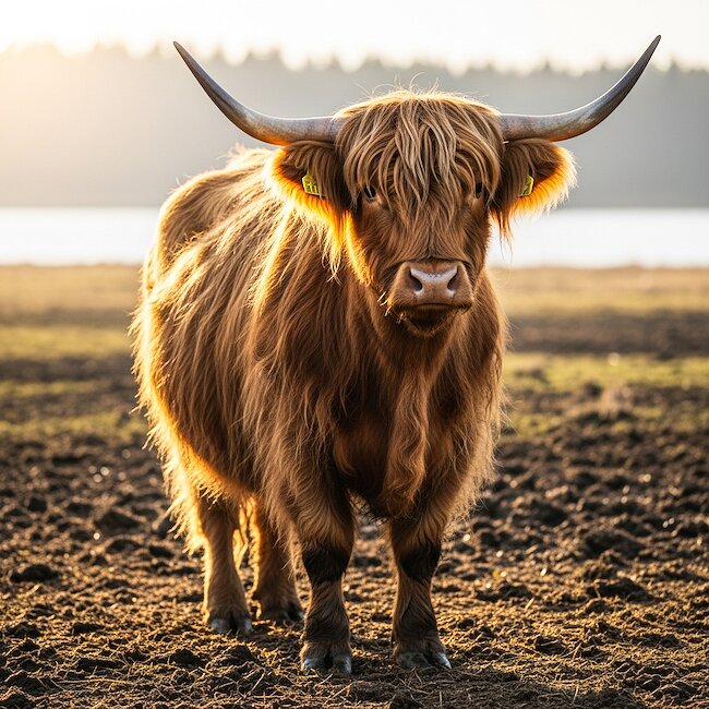 Schottisches Hochlandrind auf einer Weide in der Uckermark Schottisches Hochlandrind auf einer Weide in der Uckermark