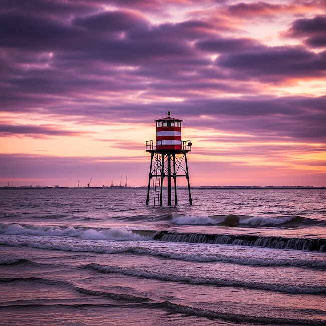Rote Boje im Meer vor Borkum