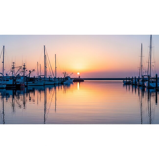 Sonnenaufgang im Fischereihafen auf Poel