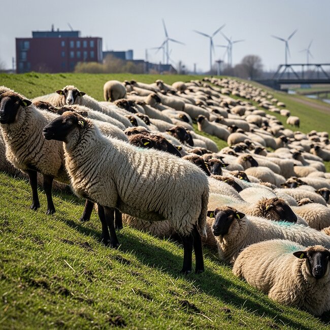 Schafe auf dem Deich in Norddeich