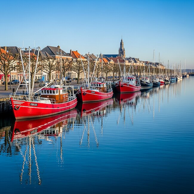 Fischerboote am alten Strom in Warnemünde