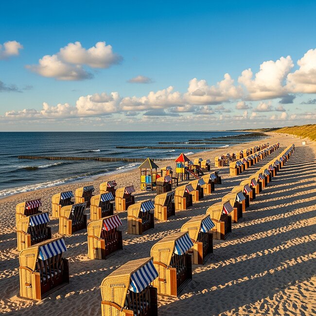 Ostseestrand mit Strandkörben in Graal-Müritz