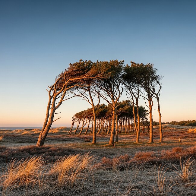 Windflüchter am Darßer Weststrand