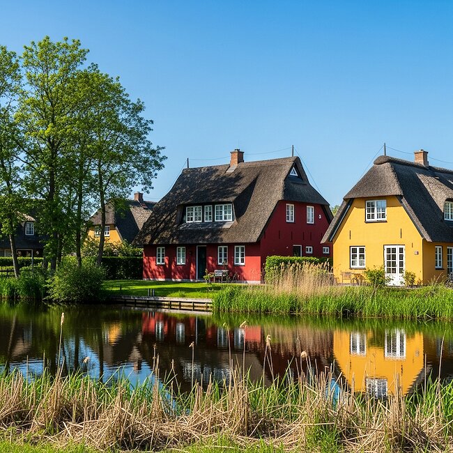 Reetdachhäuser in Prerow am Prerowstrom Reetdachhäuser in Prerow am Prerowstrom