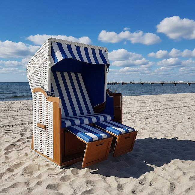 Strandkorb an der Seebrücke in Prerow Strandkorb an der Seebrücke in Prerow