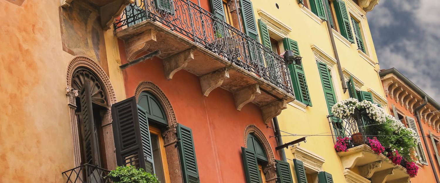 Flowers on a balcony in Italy