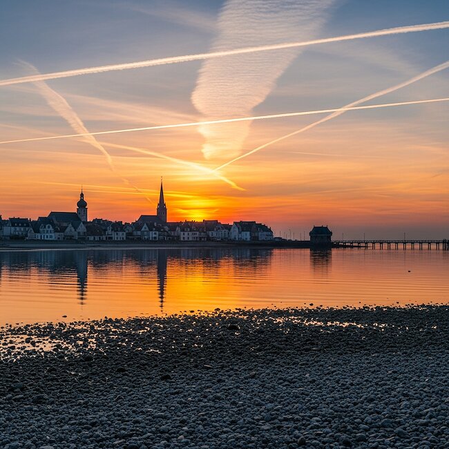 Wasserburg am Bodensee im Sonnenuntergang