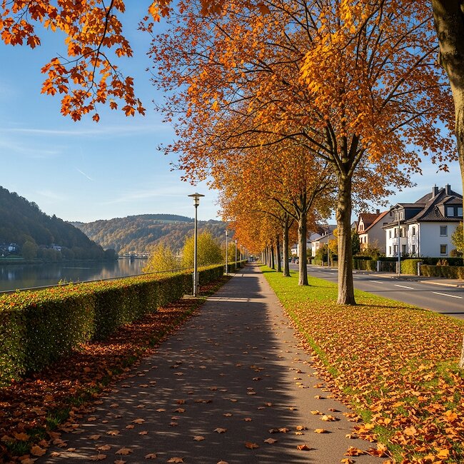 Moselufer in Trier im Herbst