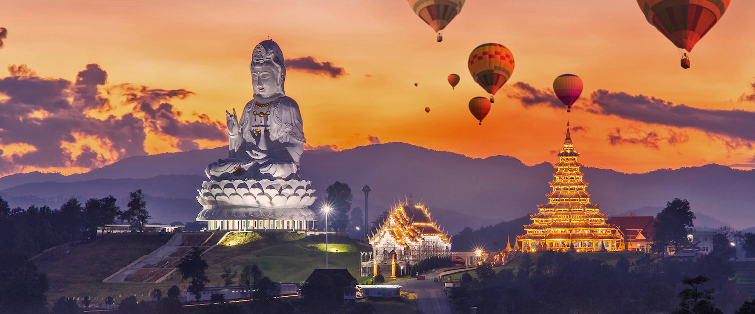 Chinese Temple and Buddha Statue on Phuket