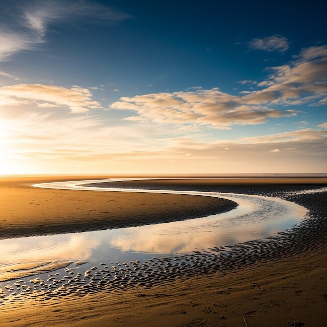 Abendstimmung am Strand von Langeoog in Friesland