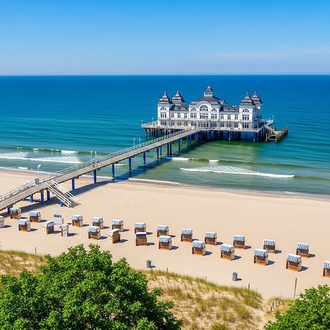 Strand und Seebrücke in Sellin