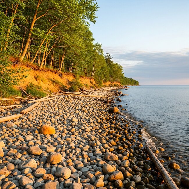 Steinstrand von Sellin bei Sonnenaufgang
