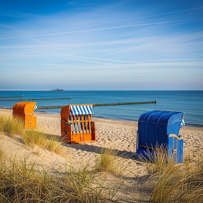 Strandkörbe am Ostseestrand von Glowe