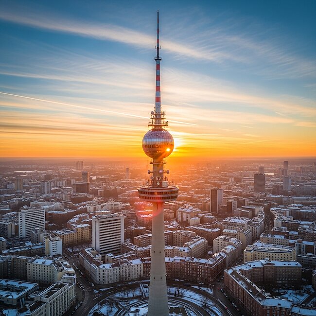 Sonnenuntergang am Fernsehturm in Berlin
