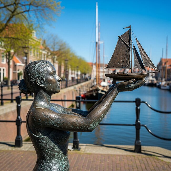 Statue im Hafen von Carolinensiel