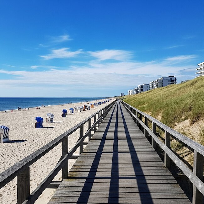 Hölzerne Strandpromenade von Westerland auf Sylt