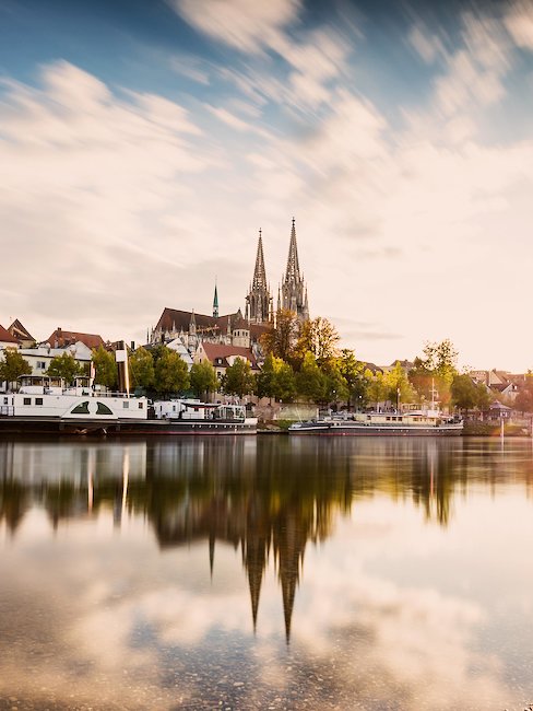 Die traumhafte Skyline von Regensburg in Ostbayern