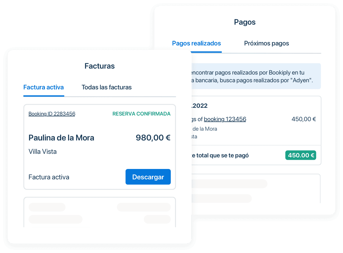 Resumen de facturas en la cuenta Holidu