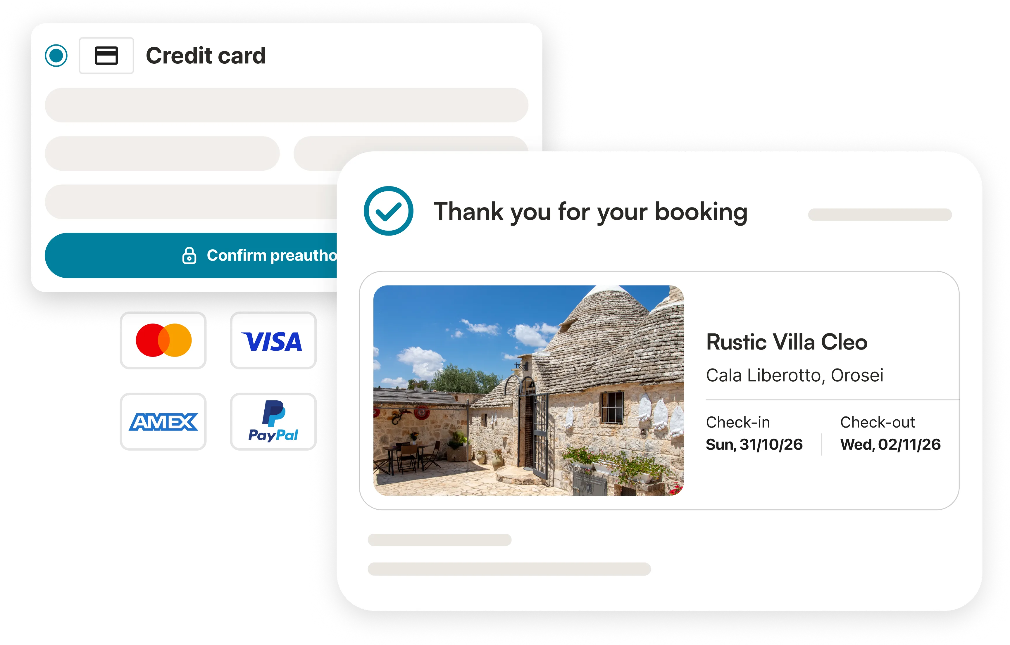 Guests pay instantly, securely