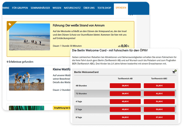 Angebote digital sichtbar und buchbar